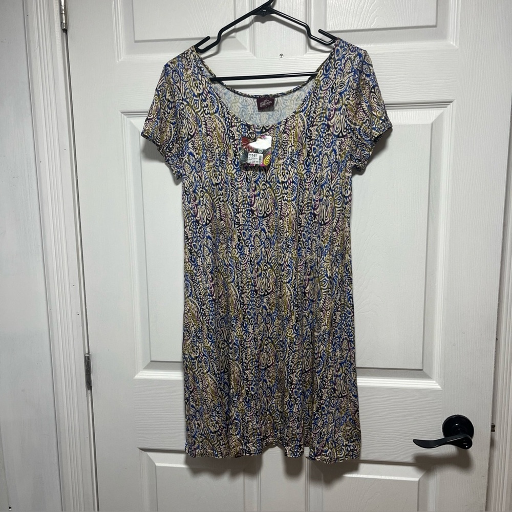 NWT Salaam Jersey Knit Relaxed A-Line Dress Size Small Fairy Midi Floral Boho